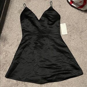 Tobi Sleek Black Satin Dress